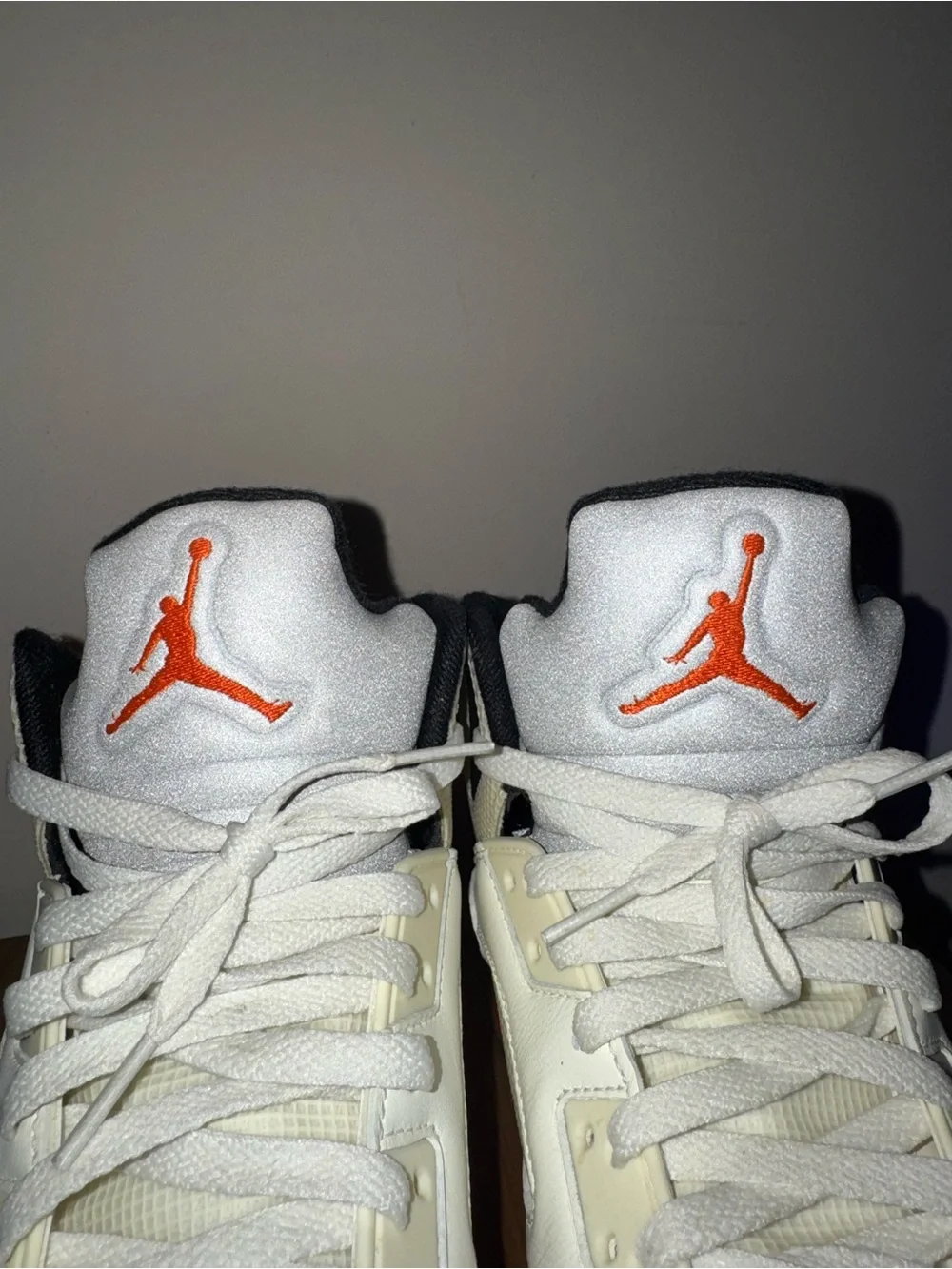 Air-Jordan White and Orange Basketball Sneakers